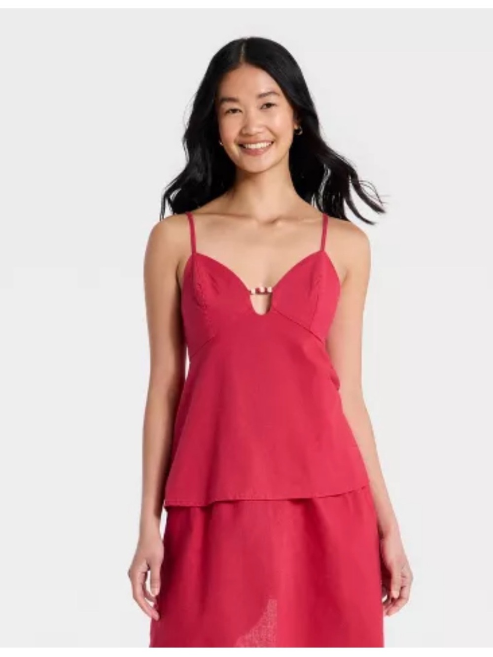 NWT A New Day linen beaded cutout top, M